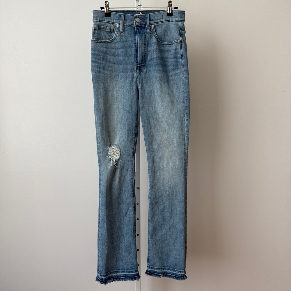 Madewell 27 Blue Jeans Skinny Flare Distressed Raw Hem High Rise Denim Preppy